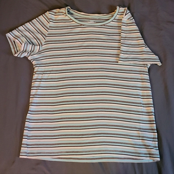 🤎Mint/Brown Striped T-Shirt - Picture 1 of 5